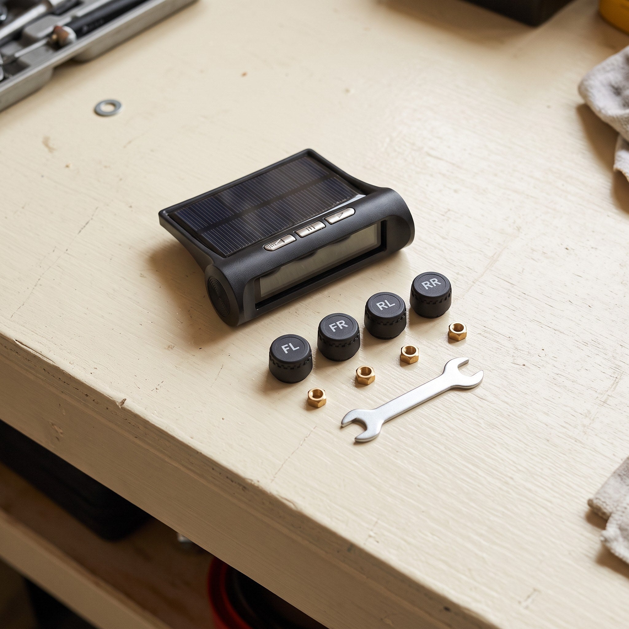 Display, sensors, lock nuts and spanner
